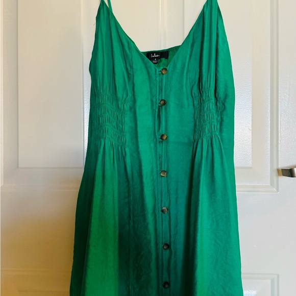Lulus Saturday Darling Green Smocked Skater Mini Dress With Pockets small size - Picture 5 of 10
